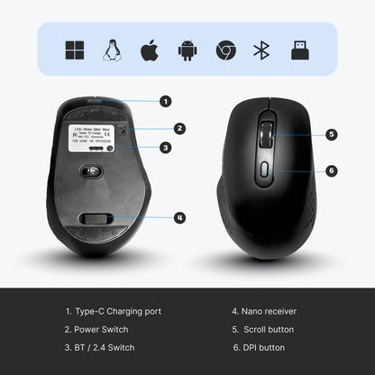 MG 2.4Ghz OPTICAL RECHARGEABLE WIRELESS MOUSE TYPE C COMPATIBLE FOR HOME OR OFFICE USE