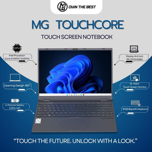 MG TouchCore i3 Intel CPU 16+512GB 16inch Touchscreen laptop RGB keyboard good for study and office laptop