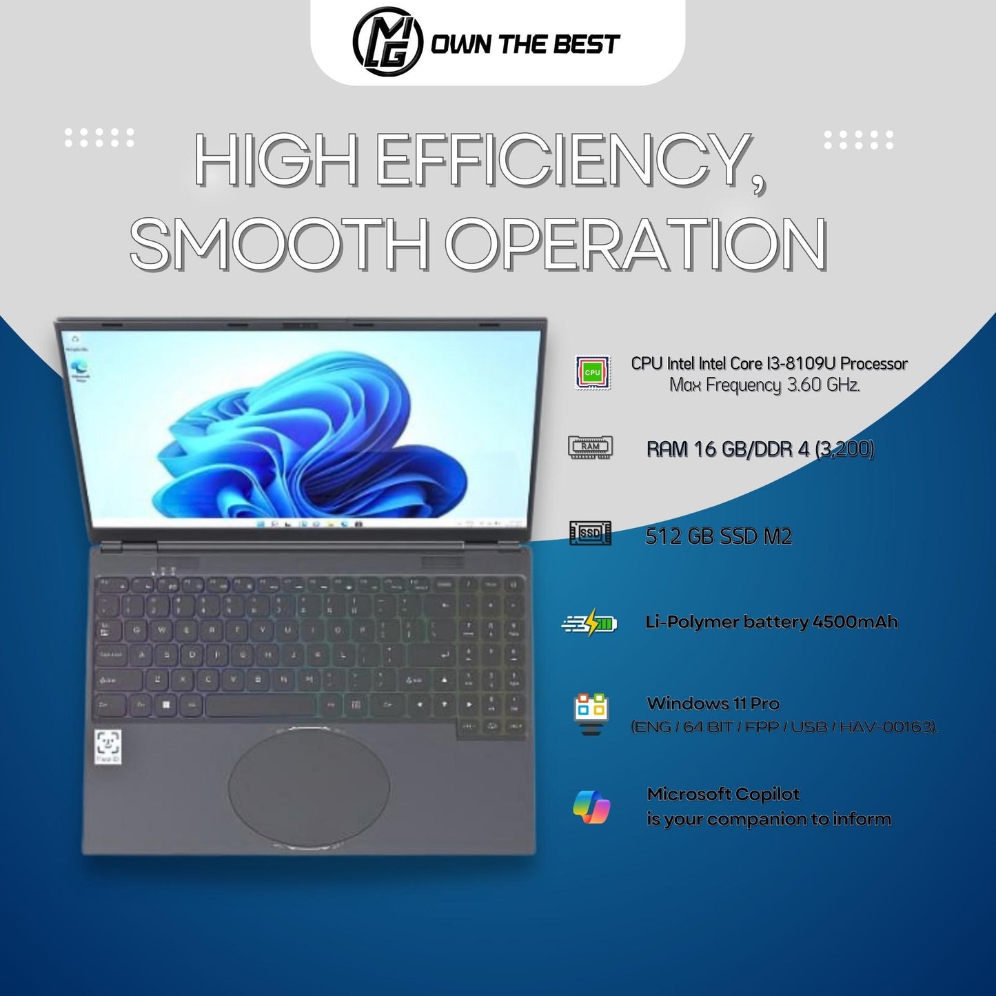 MG TouchCore i3 Intel CPU 16+512GB 16inch Touchscreen laptop RGB keyboard good for study and office laptop