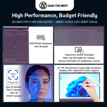 MG TouchCore i3 Intel CPU 16+512GB 16inch Touchscreen laptop RGB keyboard good for study and office laptop