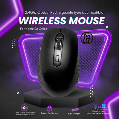 MG 2.4Ghz OPTICAL RECHARGEABLE WIRELESS MOUSE TYPE C COMPATIBLE FOR HOME OR OFFICE USE